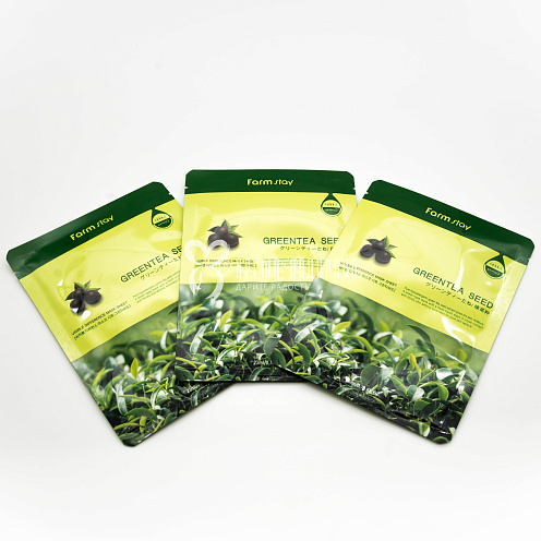 Тканевая маска с экстрактом семян зеленого чая FARMSTAY VISIBLE DIFFERENCE MASK SHEET GREENTEA SEED Картинка №20